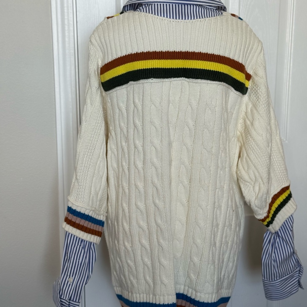 Anthropologie Maeve Collegiate V Neck Twofer Sweater NWT Size L - Picture 10 of 15